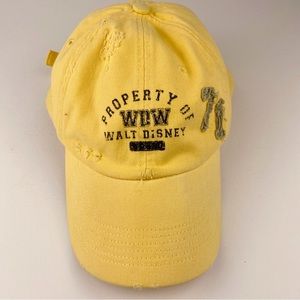 Women's Disney hat, yellow, adjustable strap, Property of WDW 71, distressed cap
